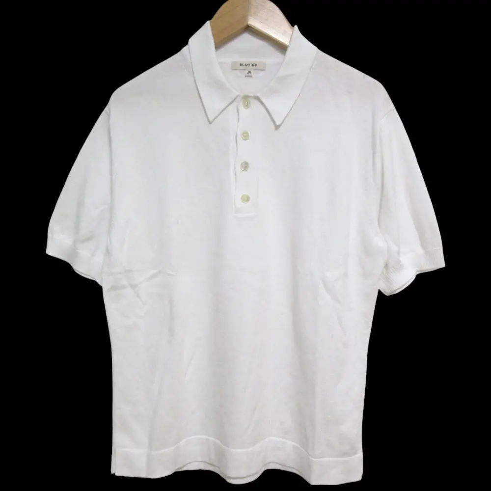 24SS BLAMINK ブラミンク M.SUMMER レギュラーカラー ショートスリーブ ニット セーター ポロシャツ 7918-230-0107 36 ホワイト