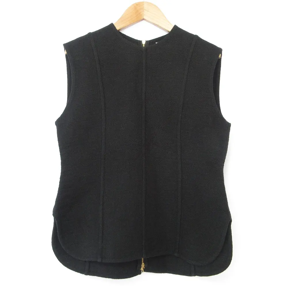 BLAMINK ブラミンク 2023年モデル バックジップ スリーブレスブラウス ジレベスト 7921-230-0227 サイズ36 ブラック