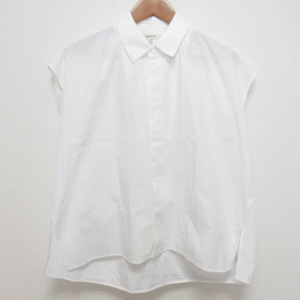 24SS BLAMINK ブラミンク レギュラーカラー ノースリーブブラウス シャツ 7921-230-0270 サイズ36 ホワイト