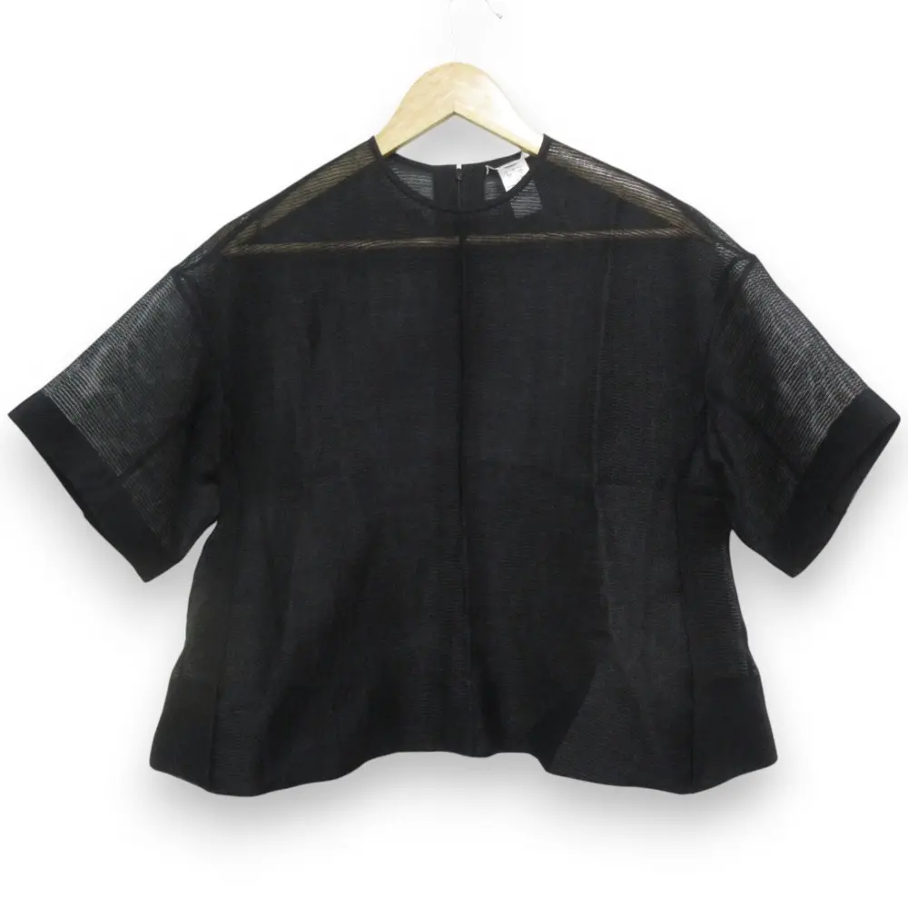 24AW BLAMINK ブラミンク シアー クルーネック ショートスリーブ ブラウス 7921-299-0266 サイズ36 ブラック