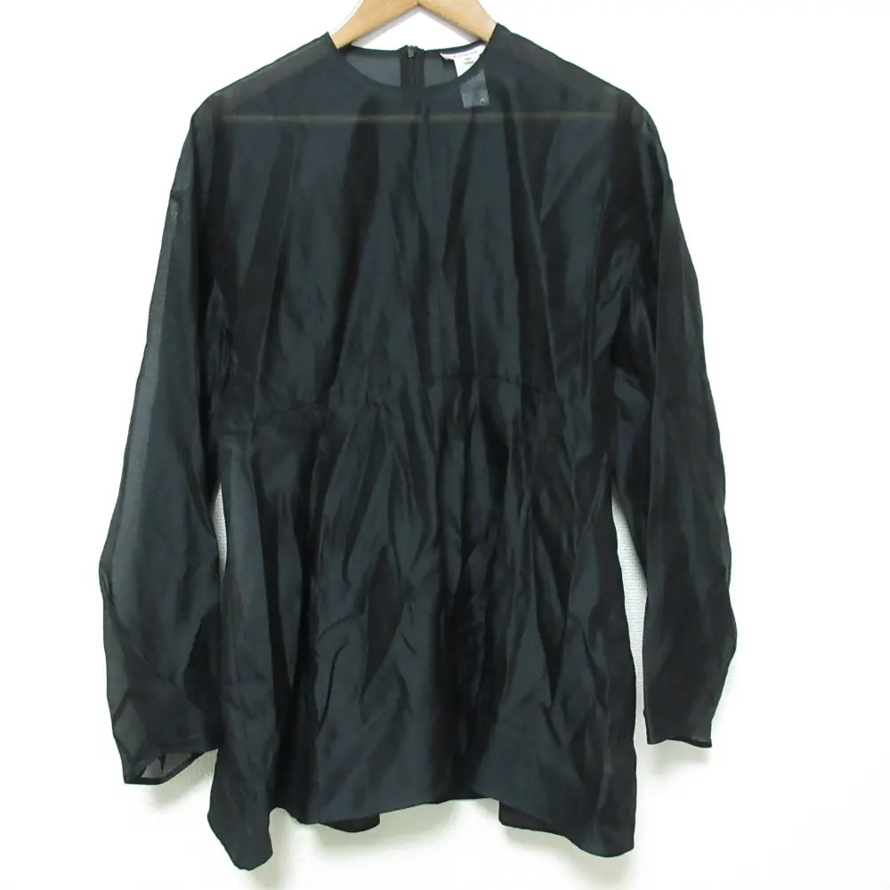 BLAMINK ブラミンク コットンシルク オーガンジー ロングスリーブ ブラウス 7921-299-0225 サイズ36 ブラック