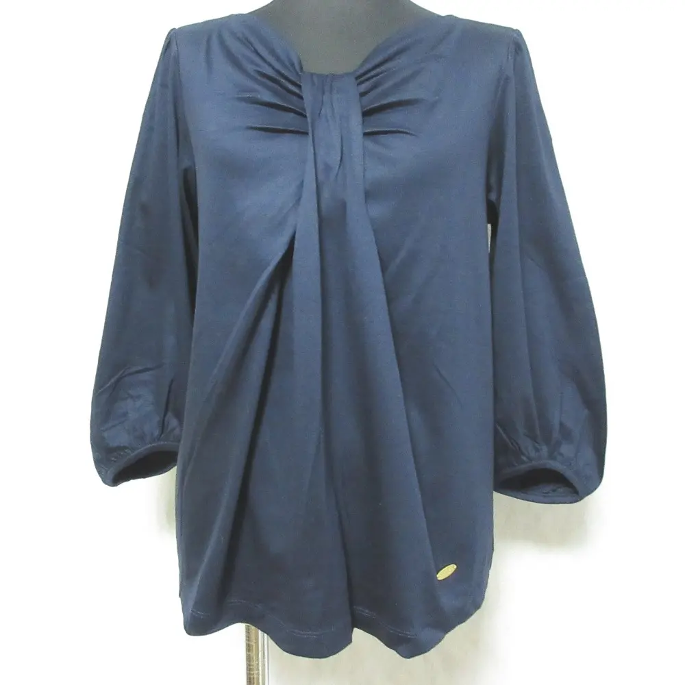 BLUE LABEL CRESTBRIDGE ブルーレーベルクレストブリッジ ギャザーデザイン 七分袖 ブラウス カットソー 55P30-182-29 38 ネイビー