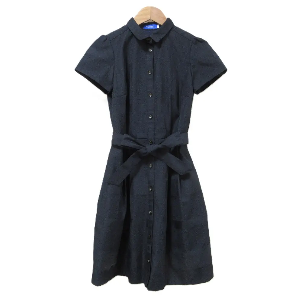 BLUE LABEL CRESTBRIDGE ブルーレーベルクレストブリッジ シャドーチェック 半袖 ひざ丈 シャツワンピース 36 ダークネイビー