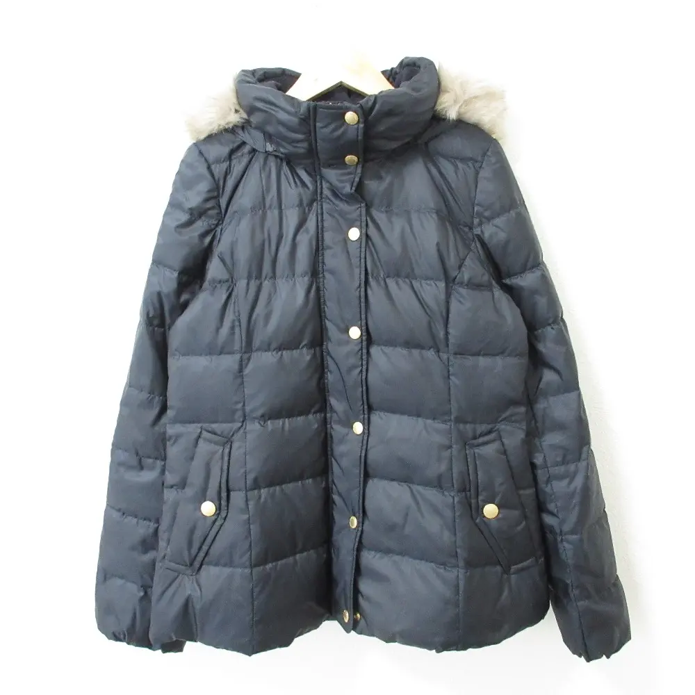 BLUE LABEL CRESTBRIDGE ブルーレーベルクレストブリッジ 裏地チェック フーディ ダウンジャケット 40 ネイビー