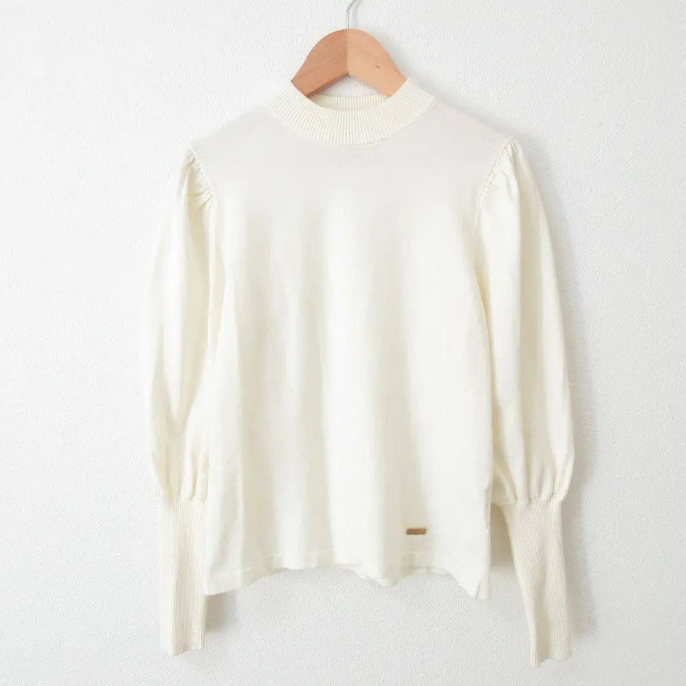 BLUE LABEL CRESTBRIDGE ブルーレーベルクレストブリッジ ウォームレーヨンストレッチニットトップス カットソー 38 ホワイト