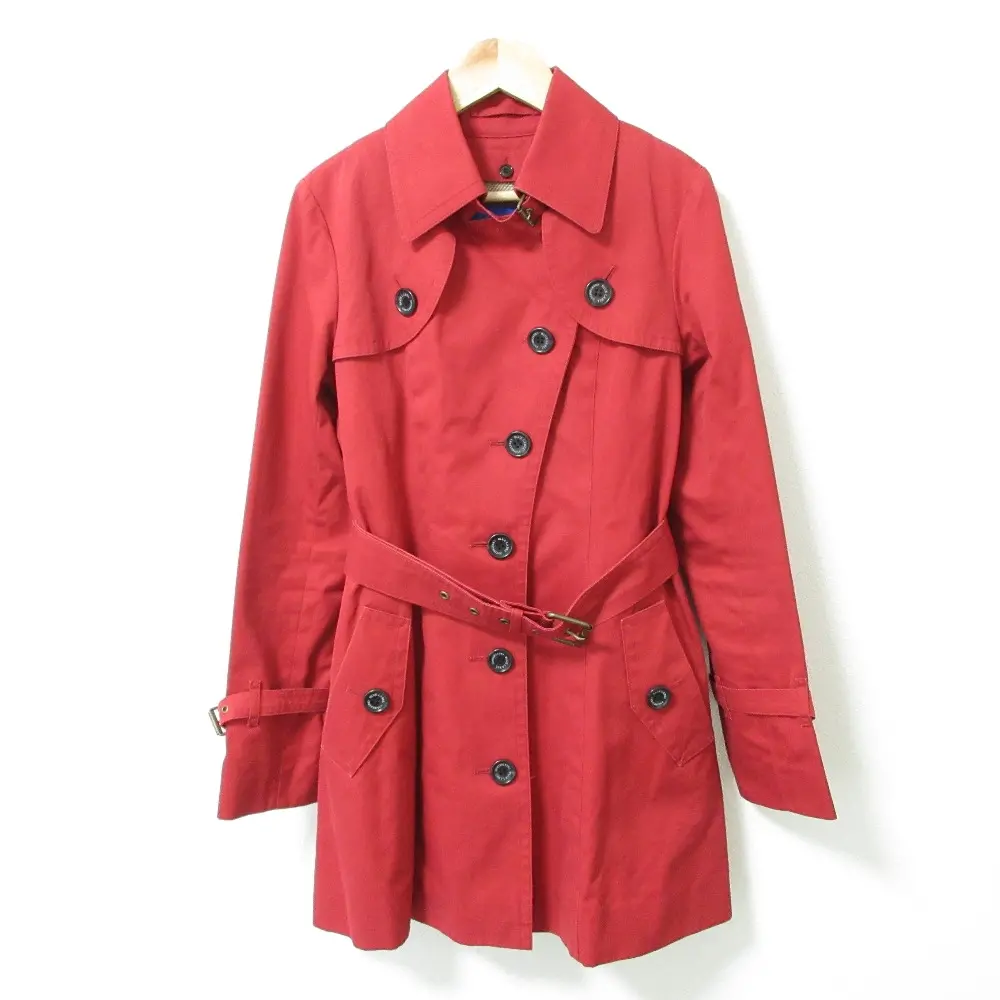 BLUE LABEL CRESTBRIDGE ブルーレーベルクレストブリッジ ライナー付き ミドル丈 シングル トレンチコート 38 レッド