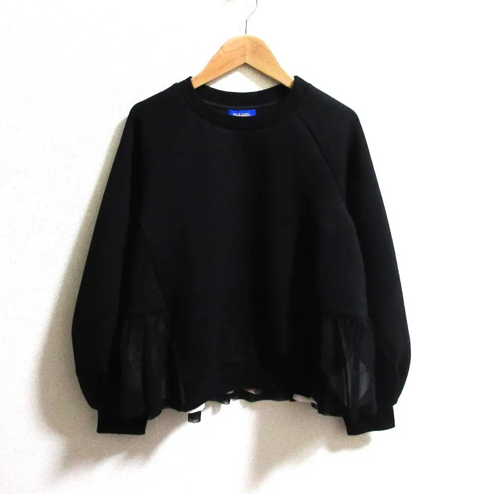 24AW BLUE LABEL CRESTBRIDGE ブルーレーベルクレストブリッジ バックチュールプルオーバー カットソー サイズ38 ブラック