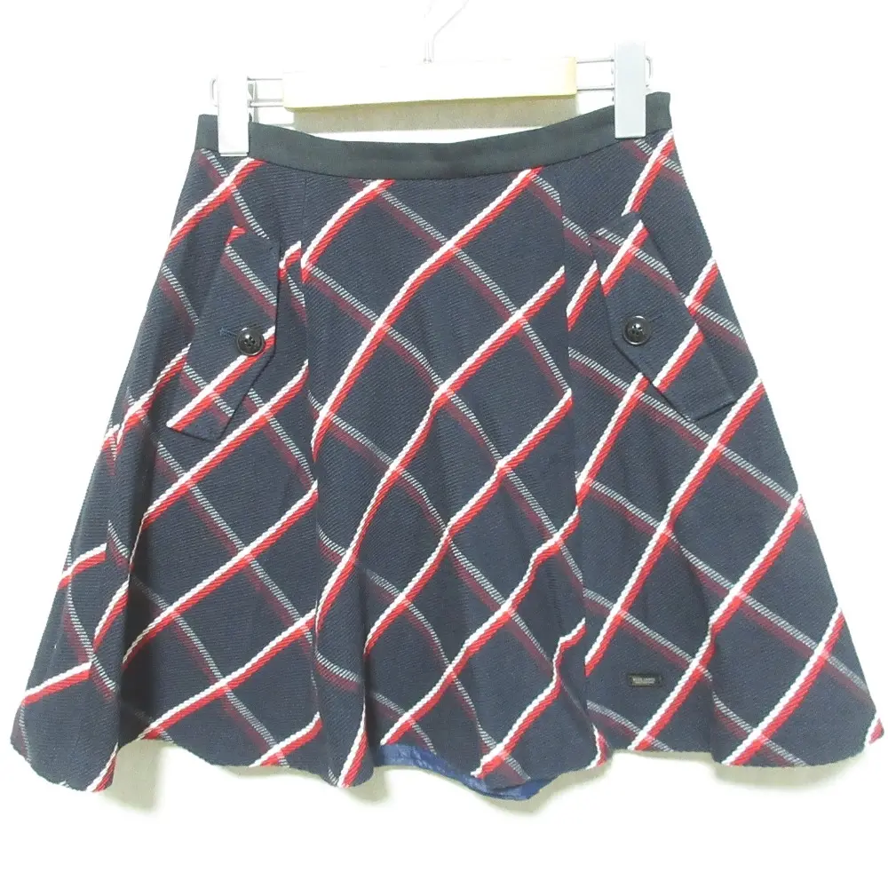 BLUE LABEL CRESTBRIDGE ブルーレーベルクレストブリッジ チェック フレアスカート サイズ38 ネイビー