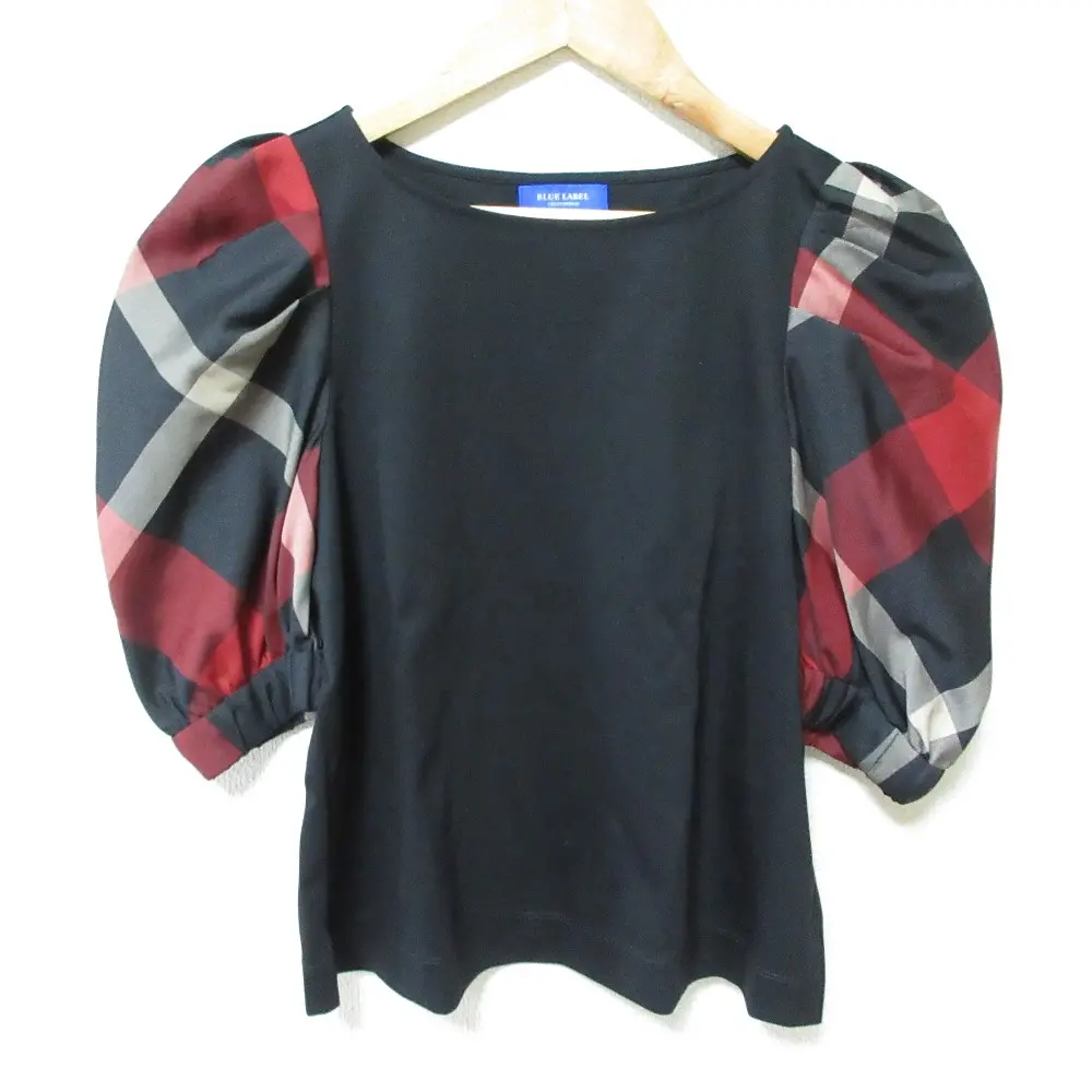 BLUE LABEL CRESTBRIDGE ブルーレーベルクレストブリッジ コンパクトクリアーポンチカットソー 五分袖 Tシャツ 38 ブラック