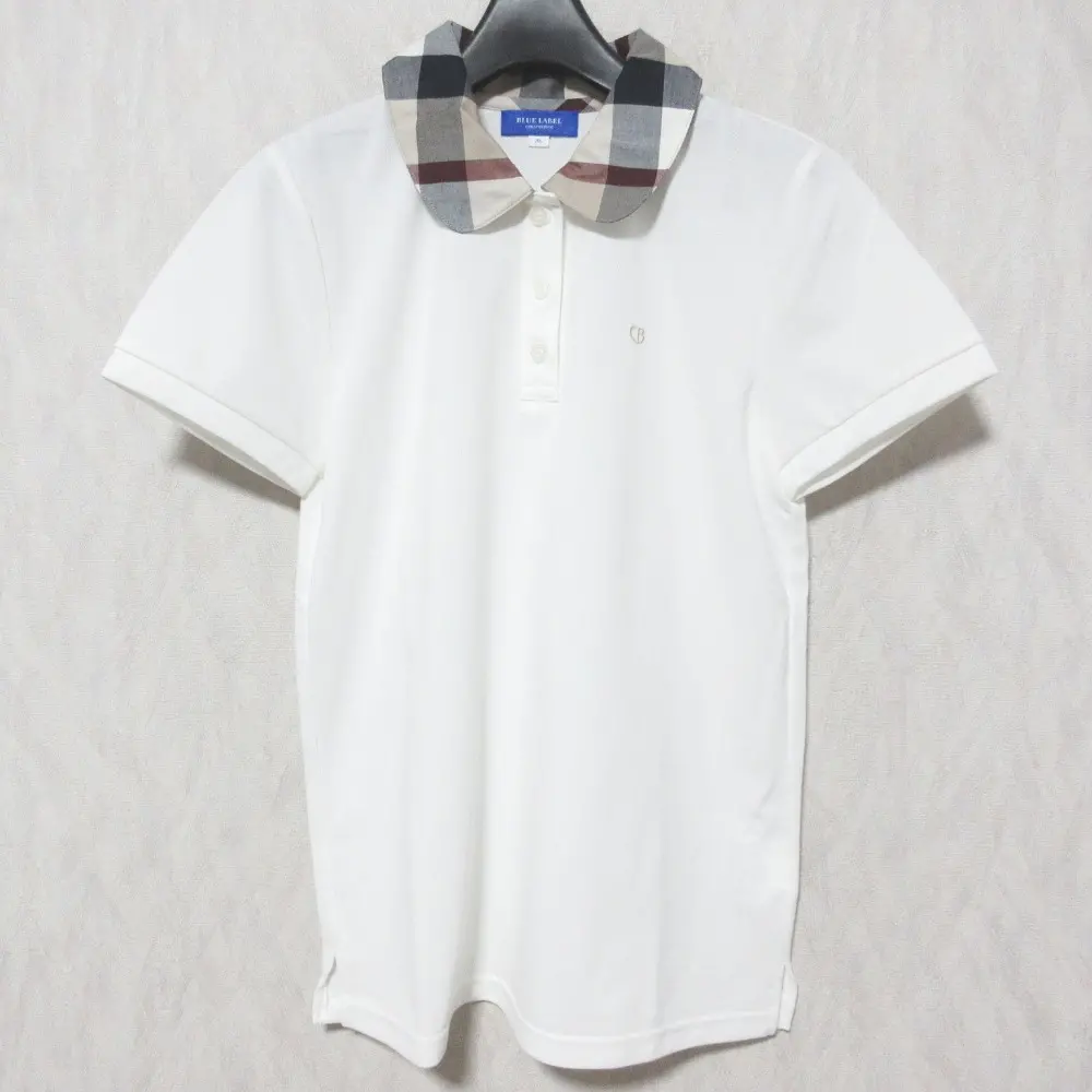 BLUE LABEL CRESTBRIDGE ブルーレーベルクレストブリッジ チェックカラー ポロシャツ 55P16-779-01 サイズ36 ホワイト
