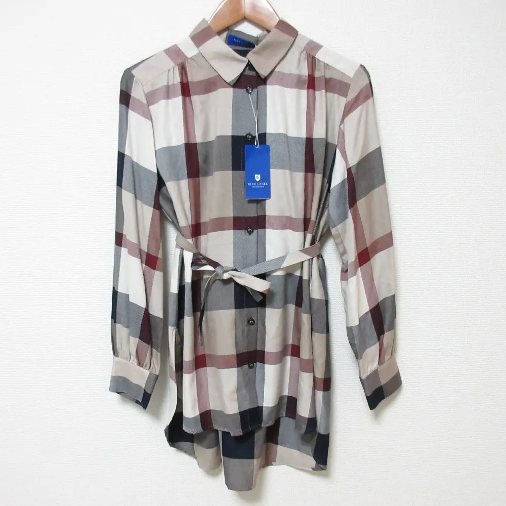 22AW BLUE LABEL CRESTBRIDGE ブルーレーベルクレストブリッジ チェック ロングスリーブ シャツ ブラウス サイズ36 ベージュ