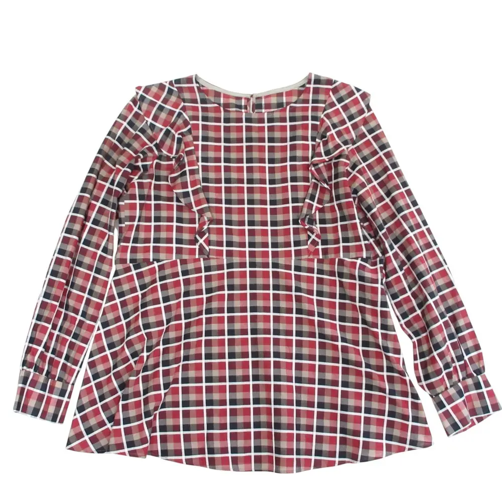 22AW BLUE LABEL CRESTBRIDGE ブルーレーベル クレストブリッジ チェック フリルチュニックブラウス 36 マルチカラー