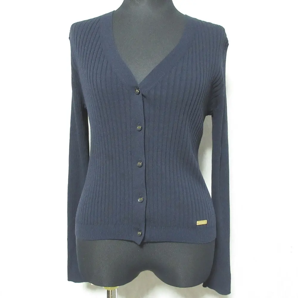 BLUE LABEL CRESTBRIDGE ブルーレーベルクレストブリッジ 長袖 Vネック リブニット カーディガン 38 ネイビー