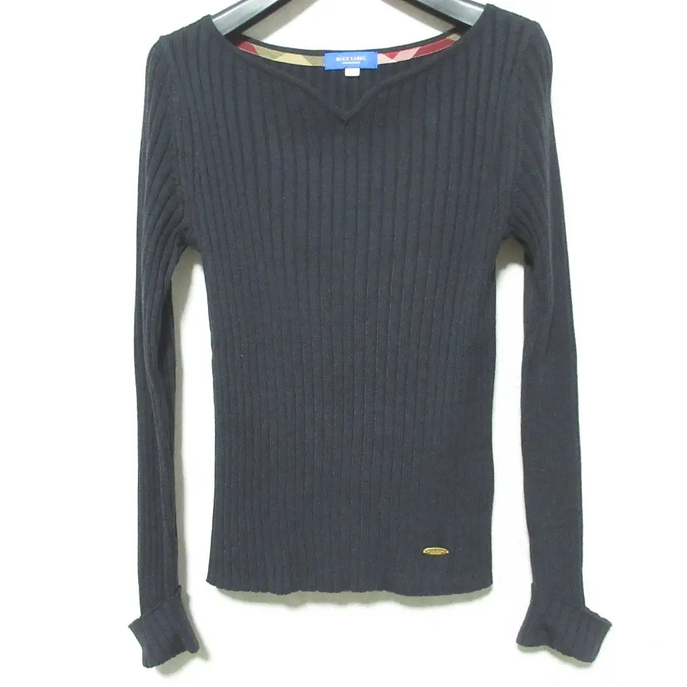 BLUE LABEL CRESTBRIDGE ブルーレーベルクレストブリッジ 長袖 リブニット カットソー セーター 38 ネイビー