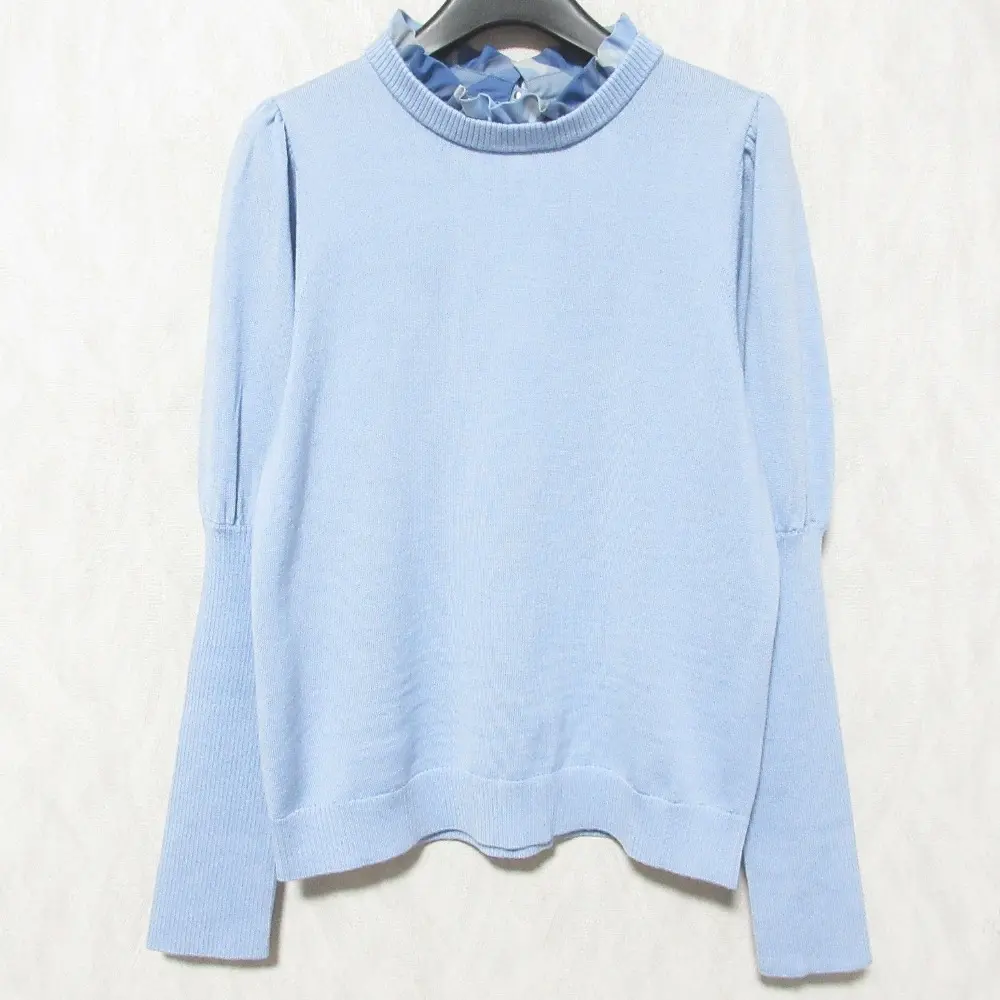 BLUE LABEL CRESTBRIDGE ブルーレーベル クレストブリッジ フリルカラー プルオーバーニット 55N25-465-22 38 ブルー