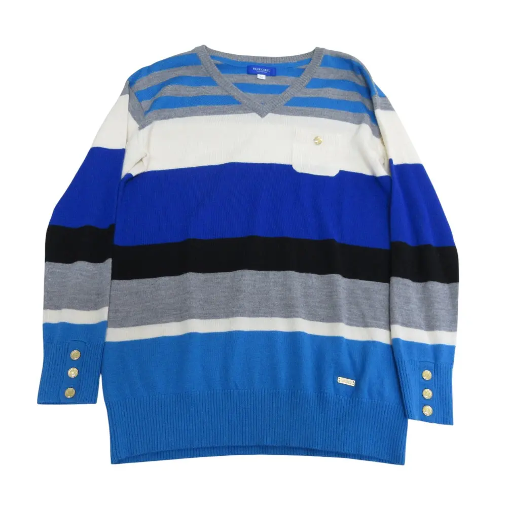 BLUE LABEL CRESTBRIDGE ブルーレーベルクレストブリッジ ボーダー ポケット ウール ニット セーター 38 マルチカラー