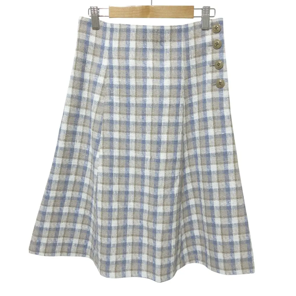 23SS BLUE LABEL CRESTBRIDGE ブルーレーベルクレストブリッジ チェック ツイードフレアスカート 36 ブルー
