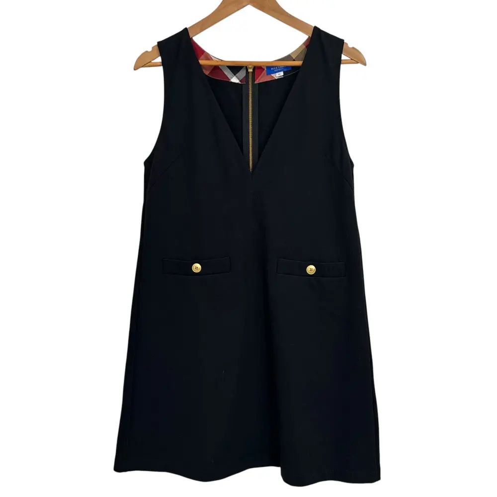 BLUE LABEL CRESTBRIDGE ブルーレーベルクレストブリッジ ストレッチ ひざ丈 ジャンパースカート ポンチワンピース 36 ブラック