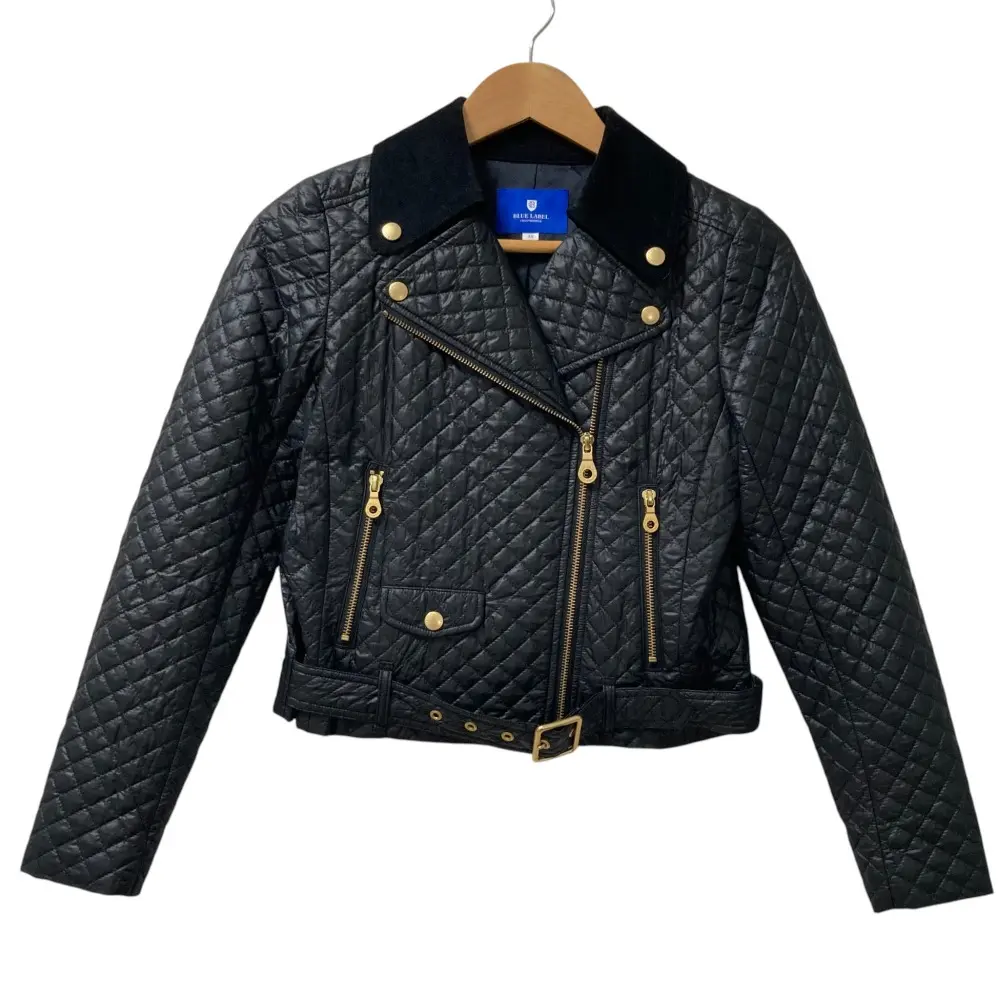 BLUE LABEL CRESTBRIDGE ブルーレーベルクレストブリッジ キルティング ライダースジャケット ショートブルゾン 38 ブラック