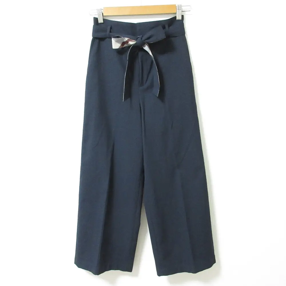 BLUE LABEL CRESTBRIDGE ブルーレーベルクレストブリッジ リネンブレンド リボンベルト ワイドパンツ サイズ36 ネイビーの買取実績【2025年7月買取】