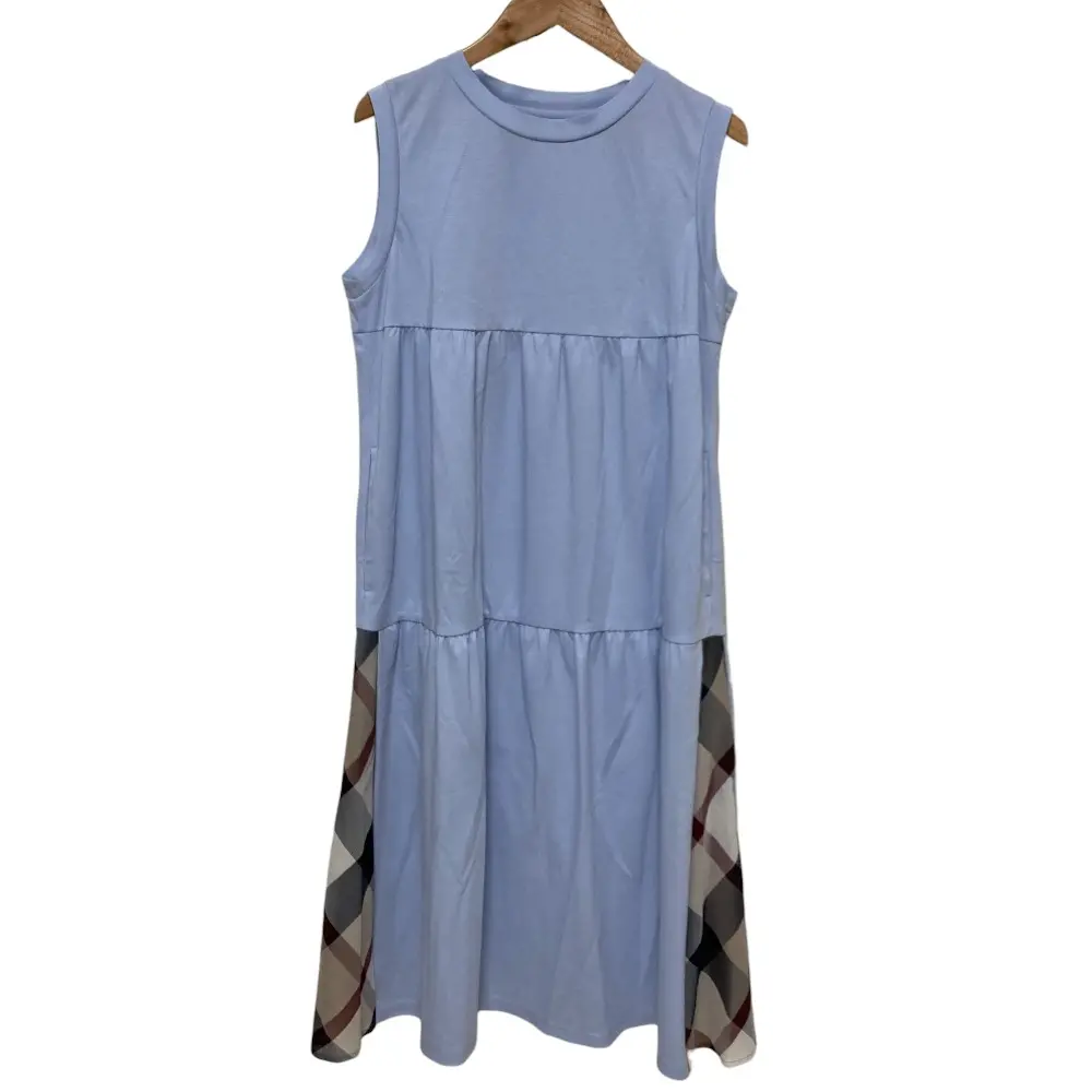 BLUE LABEL CRESTBRIDGE ブルーレーベルクレストブリッジ コンパクトポンチ ティアードワンピース サイズ38 ライトブルー
