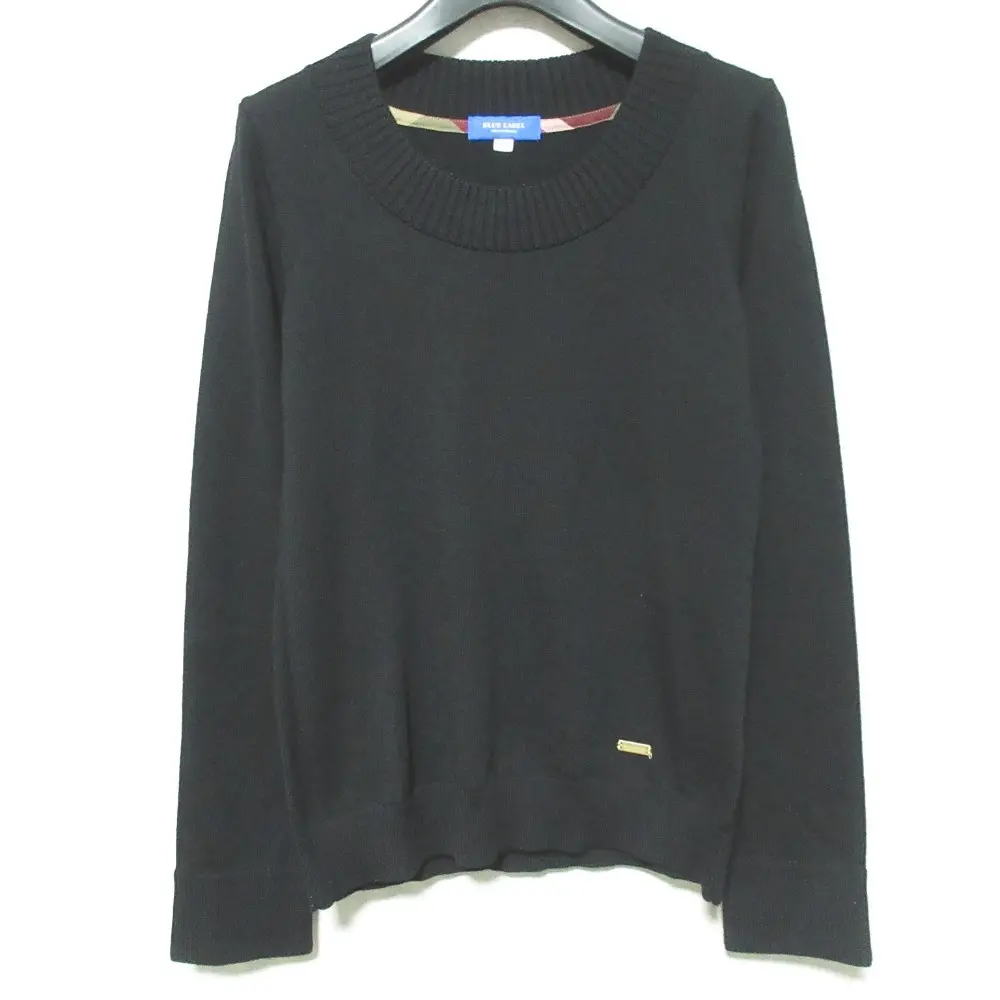 BLUE LABEL CRESTBRIDGE ブルーレーベルクレストブリッジ フロントロゴプレート クルーネック ニット 55N21-279-09 38 ブラック