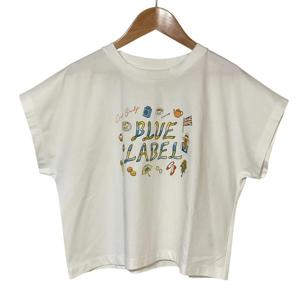 ブルーレーベルクレストブリッジ 星陽子コラボ ピマコットンプレーティング天竺イラストTシャツ 38 ホワイト