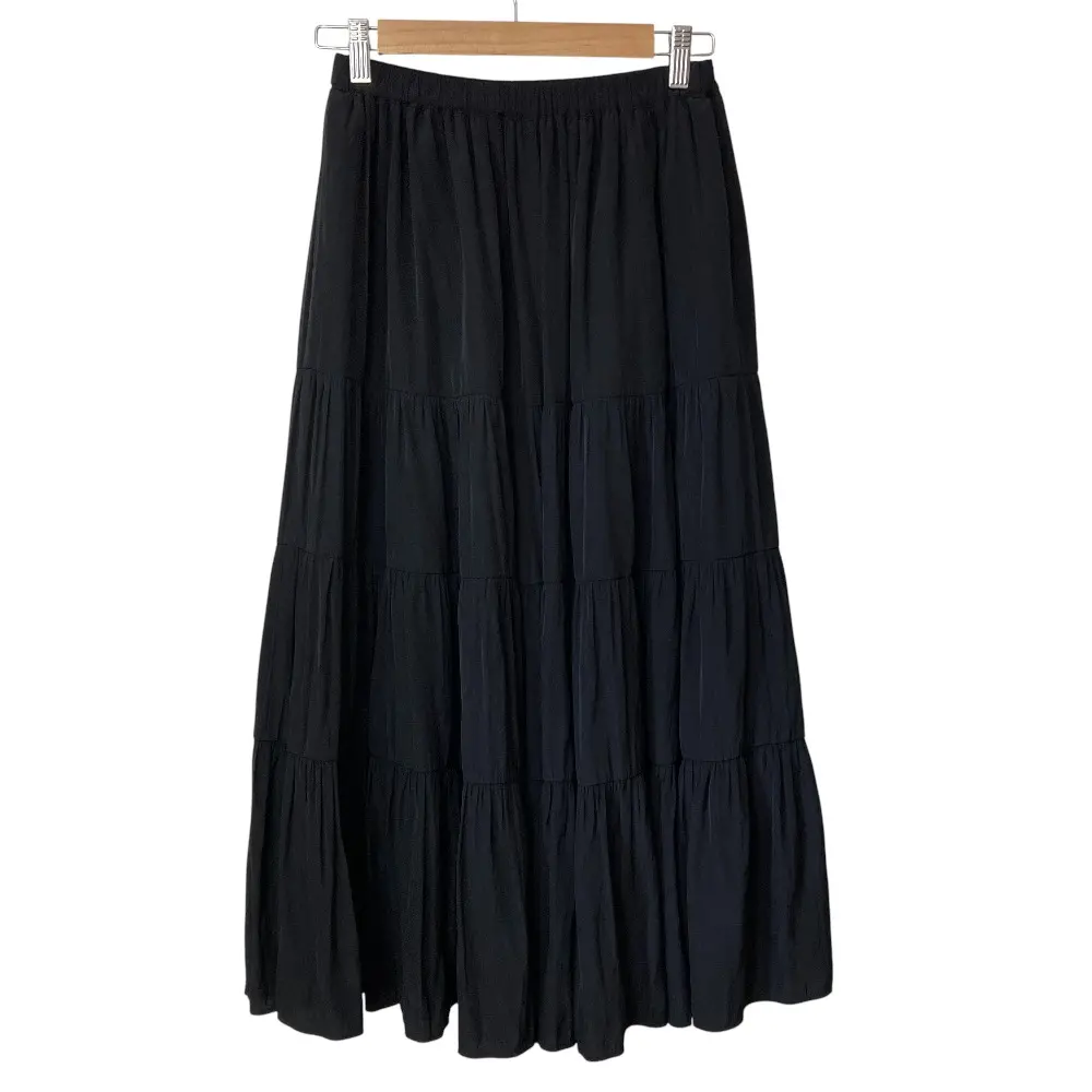 BLUE LABEL CRESTBRIDGE ブルーレーベル クレストブリッジ シルキークロスティアードスカート サイズ36 ブラック 