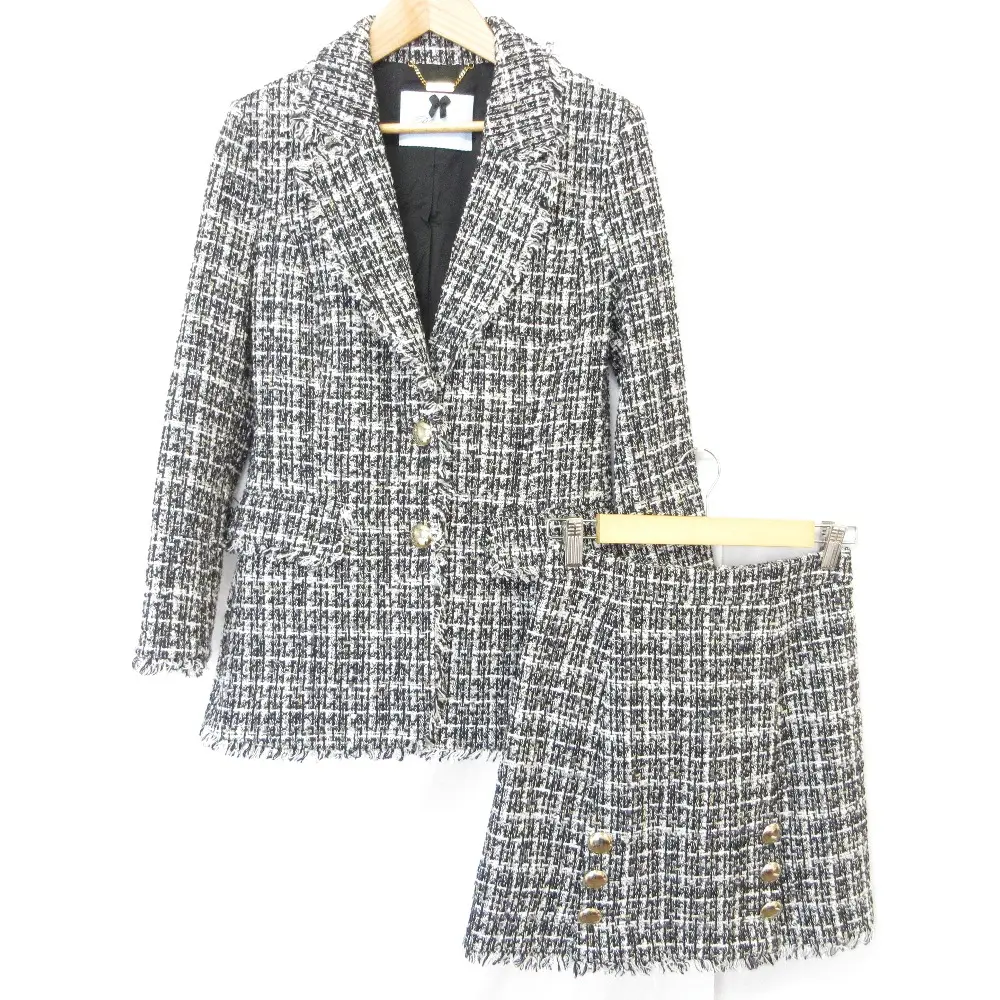 Blumarine ブルマリン ツイードジャケット スカート セットアップ サイズ38 ブラック ホワイト