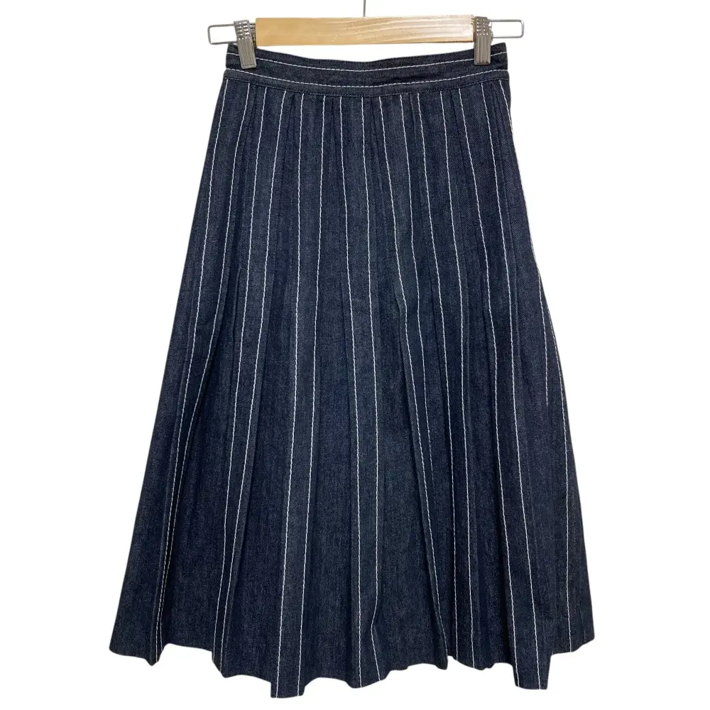 Blumarine ブルマリン ミディ丈 プリーツ デニムスカート サイズ38 インディゴ