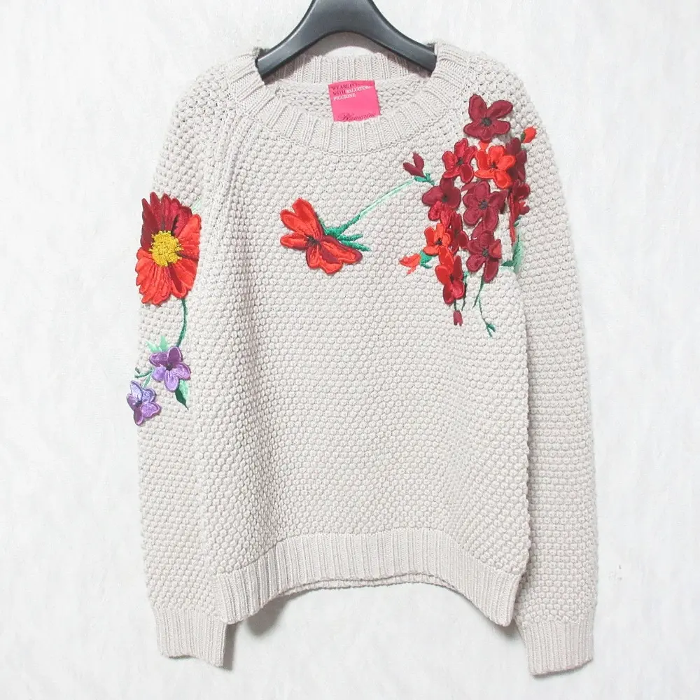 Blumarine ブルマリン We Are in Love With Salvatore Piccione フラワー刺繍 ニット プルオーバー セーター 42 べージュ