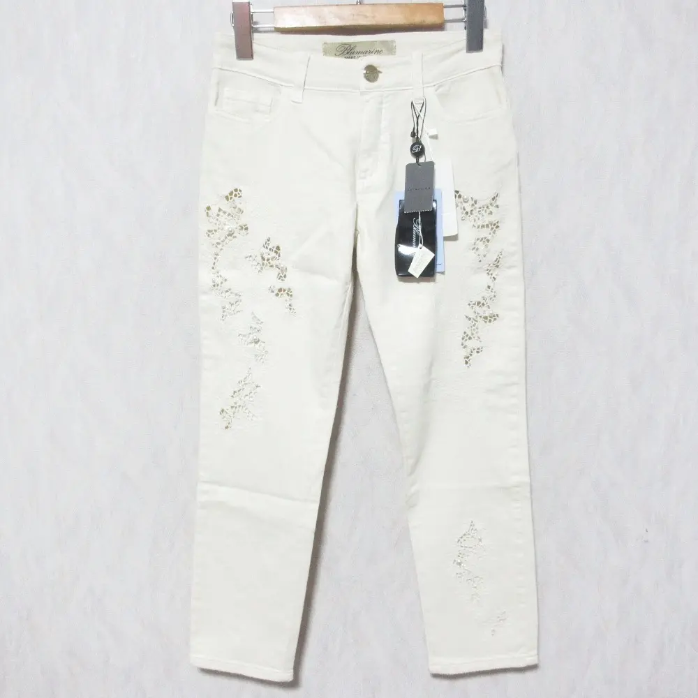 Blumarine ブルマリン パールビジュー ストレッチ ジーンズ デニム WT0229140 サイズ38 アイボリー