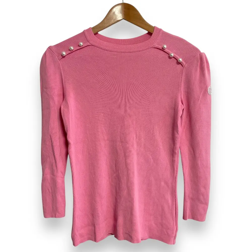 BORDERS at BALCONY ボーダーズアットバルコニー Pearl Round Neck Top 長袖 ニット セーター カットソー 36 ピンク