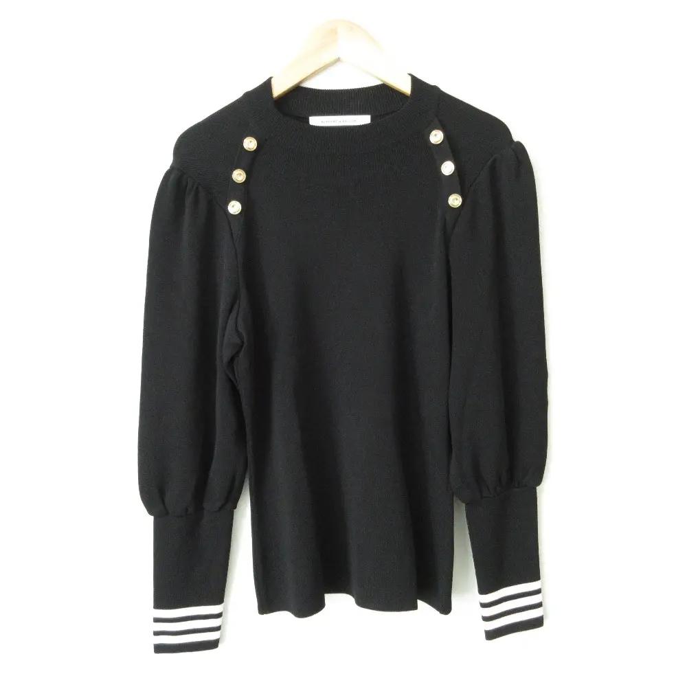 21AW BORDERS at BALCONY ボーダーズアットバルコニー JULIET SHOULDER TOP ニット カットソー セーター BD2121-1B-01 38 ブラック