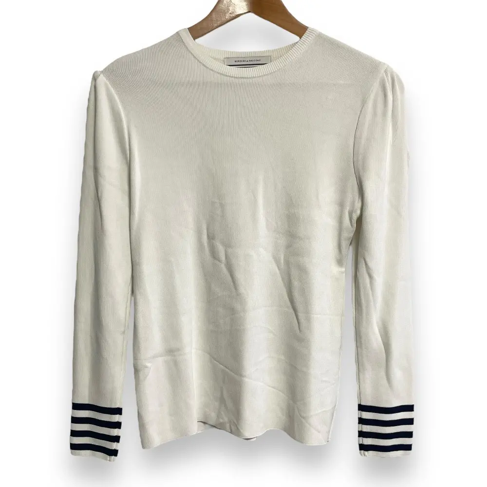 22SS BORDERS at BALCONY ボーダーズアットバルコニー ROUND NECK TOP リブニット セーター カットソー BD2211-1B-04 38 ホワイト