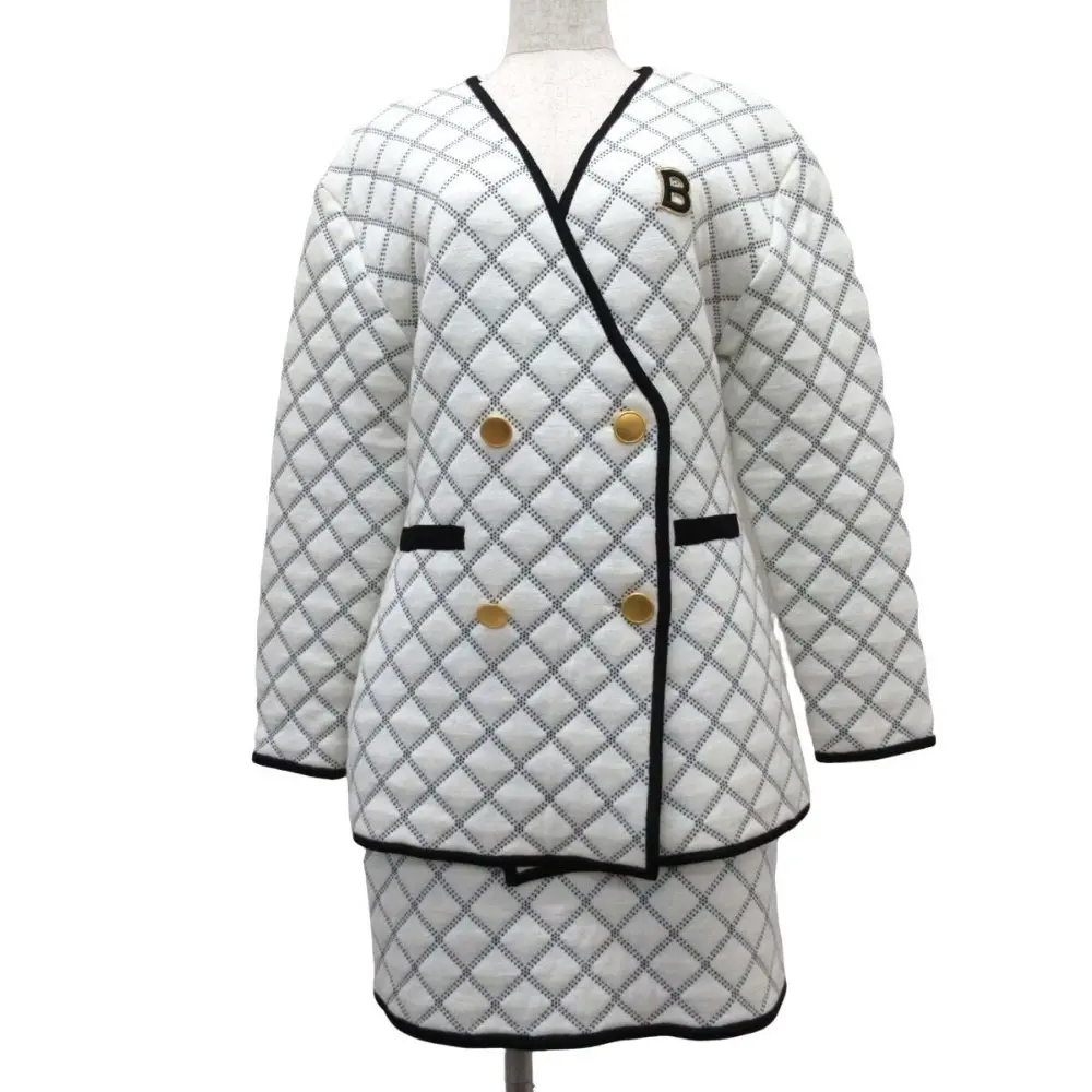 21AW BORDERS at BALCONY ボーダーズアットバルコニー ニットジャケット×スカート セットアップ 36/38 ブラック×ホワイトの買取実績【2024年11月買取】