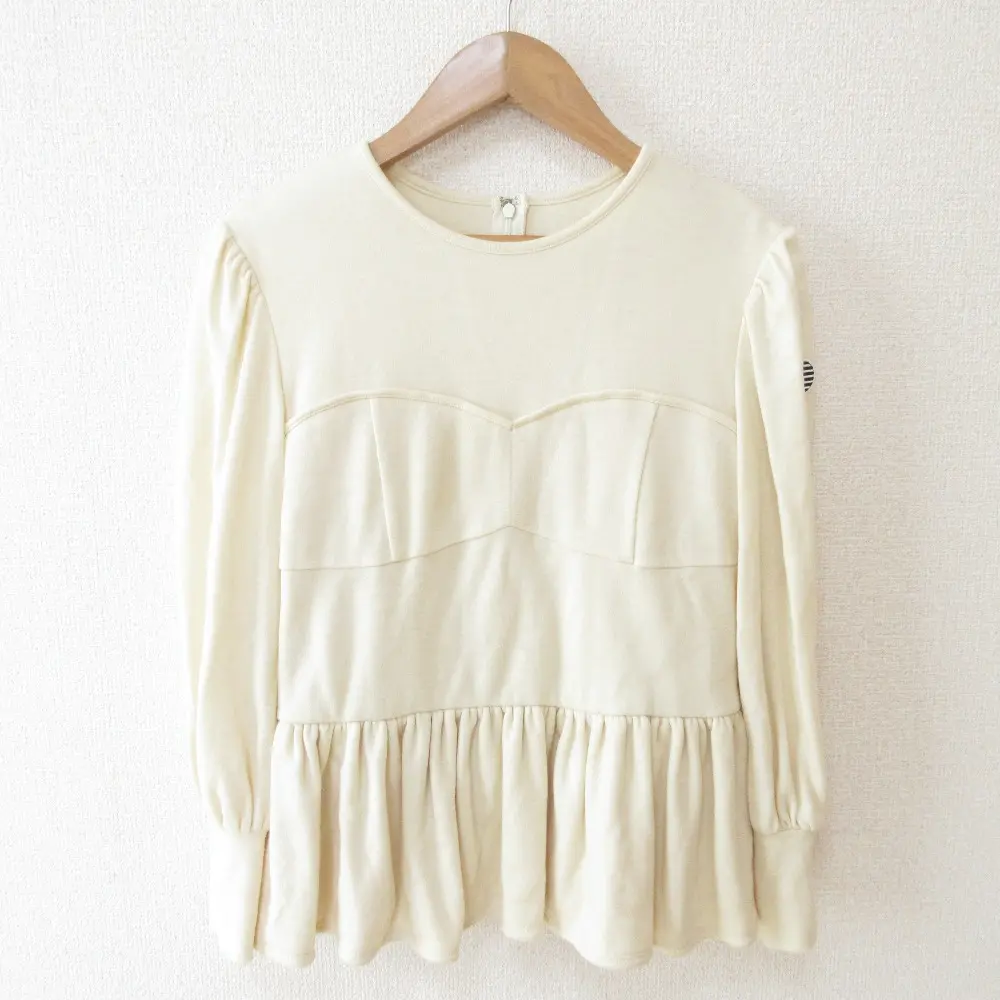 22AW BORDERS at BALCONY ボーダーズアットバルコニー WEEKEND BISHOP SLEEVE TOP ペプラムトップス BD2221-2B-18 36 ホワイト系