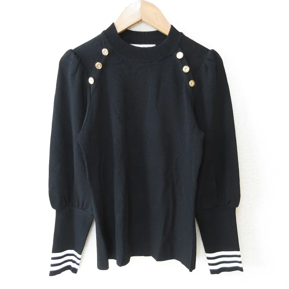 21AW BORDERS at BALCONY ボーダーズアットバルコニー JULIET SHOULDER TOP ニット セーター BD2121-1B-01 36 ブラック