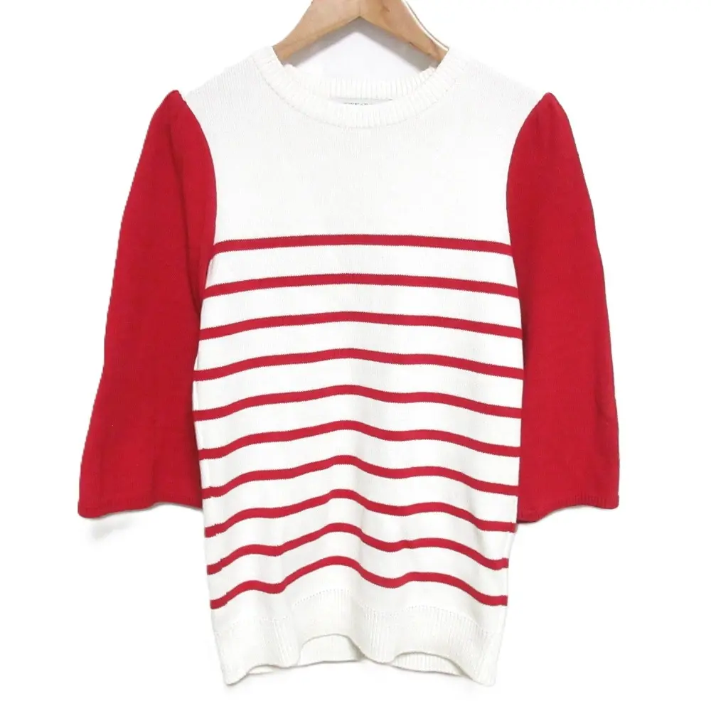 22SS BORDERS at BALCONY ボーダーズアットバルコニー FLARE SLEEVE TOP ニット セーター 36 ホワイト×レッドの買取実績【2025年1月買取】