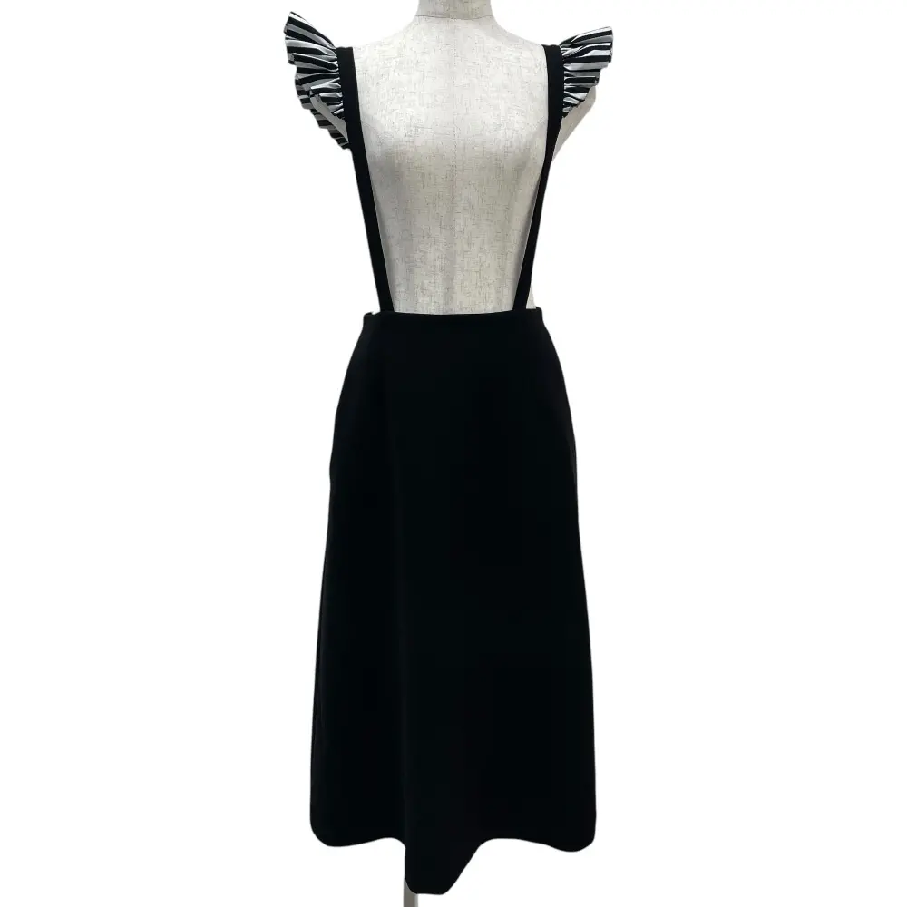 24SS BORDERS at BALCONY ボーダーズアットバルコニー SUSPENDER SKIRT サスペンダー フレアスカート 36 ブラック