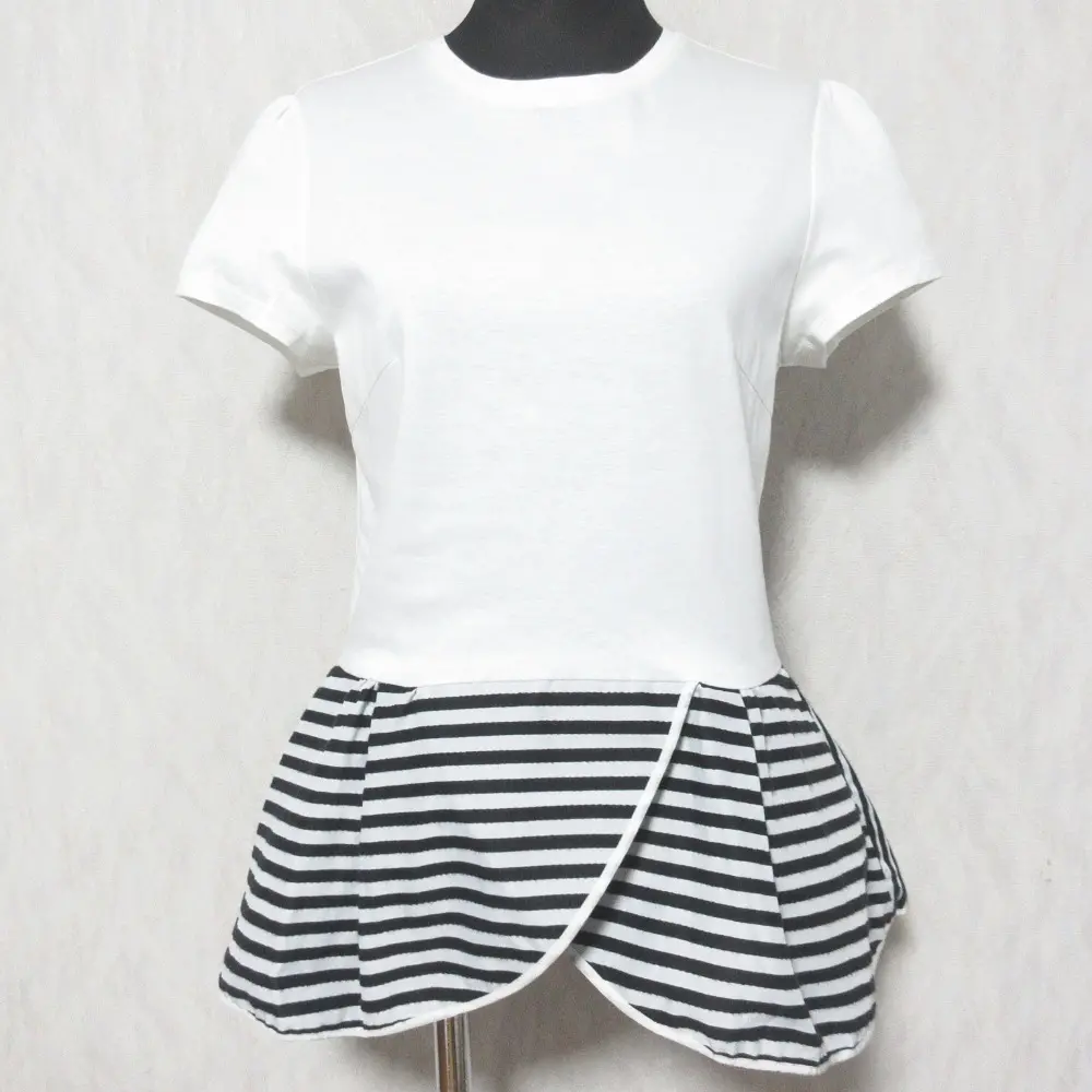 BORDERS at BALCONY ボーダーズアットバルコニー ペプラム ショートスリーブ カットソー Tシャツ 36 ホワイト