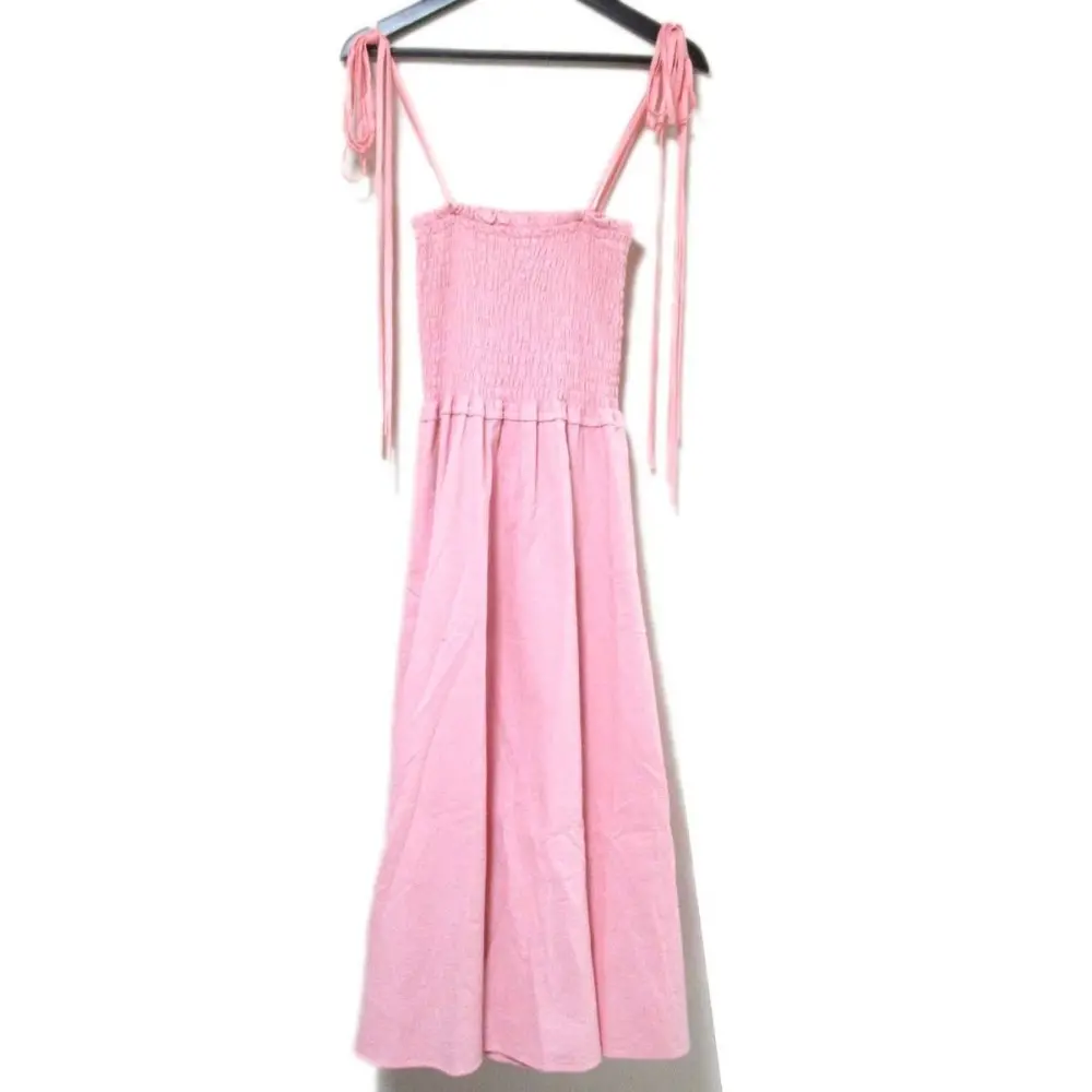 20SS BORDERS at BALCONY ボーダーズアットバルコニー ロング丈 ギャザーキャミソール ドレスワンピース BD2011-3E-50 38 ピンク