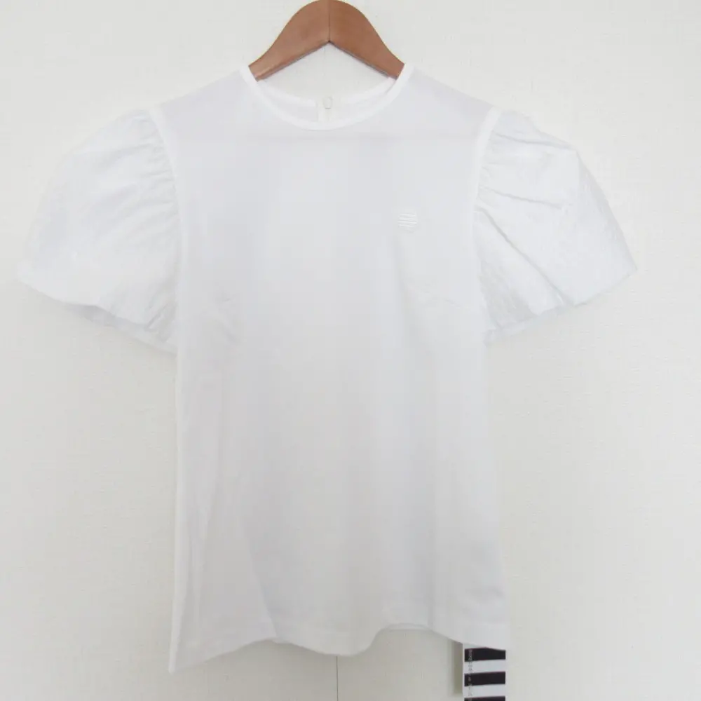 22SS BORDERS at BALCONY ボーダーズアットバルコニー パフスリーブブラウス BD2211-2C-12 サイズ38 ホワイト 