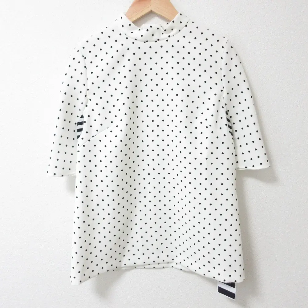 21AW BORDERS at BALCONY ボーダーズアットバルコニー ドット柄 フリル カットソー BD2121-3C-12 サイズ38 ホワイト 