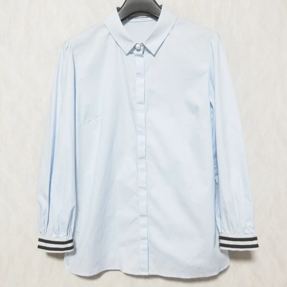 BORDERS at BALCONY ボーダーズアットバルコニー パールボタン ロングスリーブ シャツ BD2221H-3D-28 サイズ38 ライトブルー
