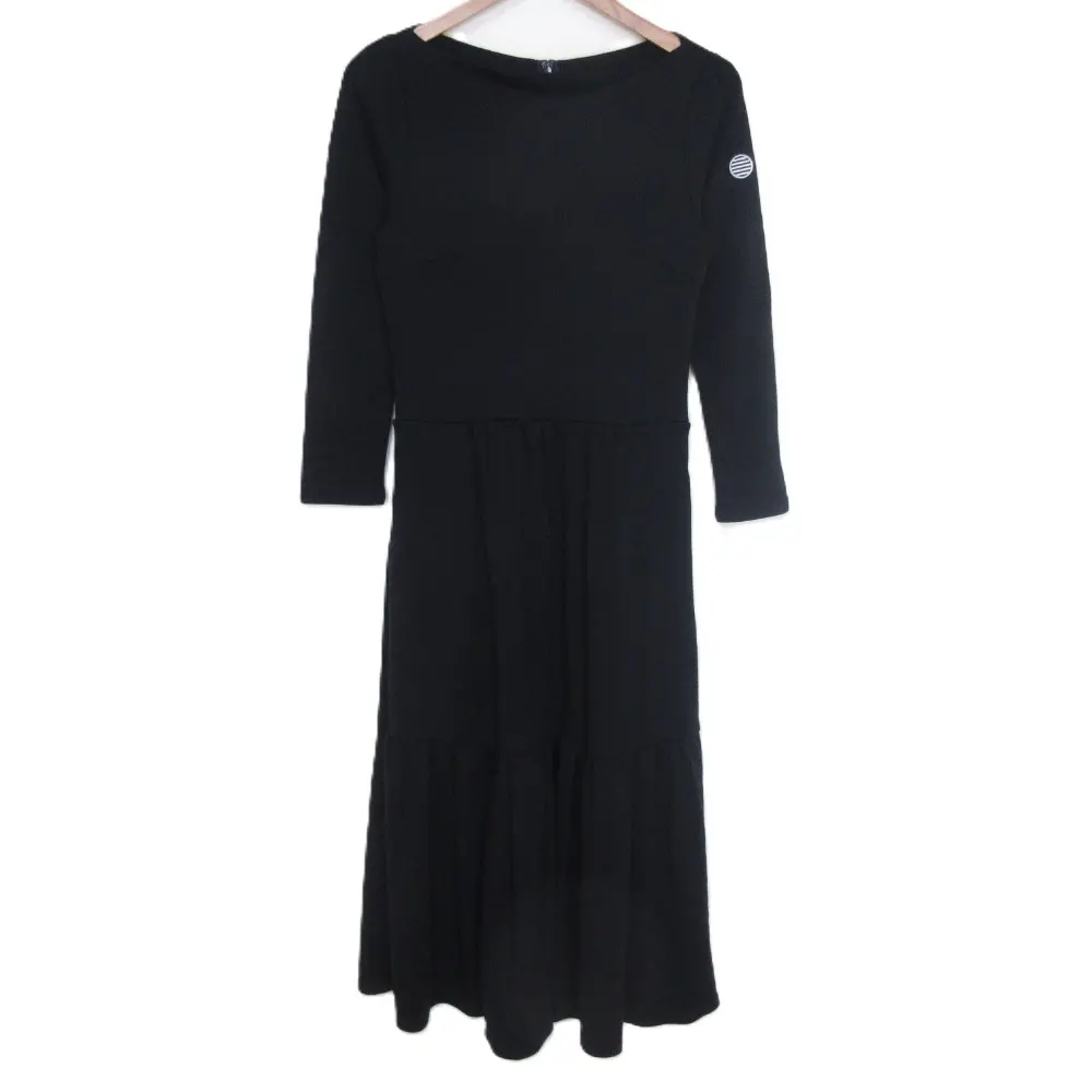 BORDERS at BALCONY ボーダーズアットバルコニー ウールニット 長袖 マキシ丈 ロングワンピース 36 ネイビー