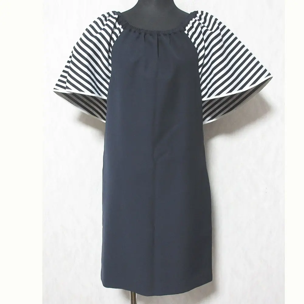 BORDERS at BALCONY ボーダーズアットバルコニー ボーダースリーブ チュニック ワンピース BD1821-3E-02 サイズ36 ネイビー