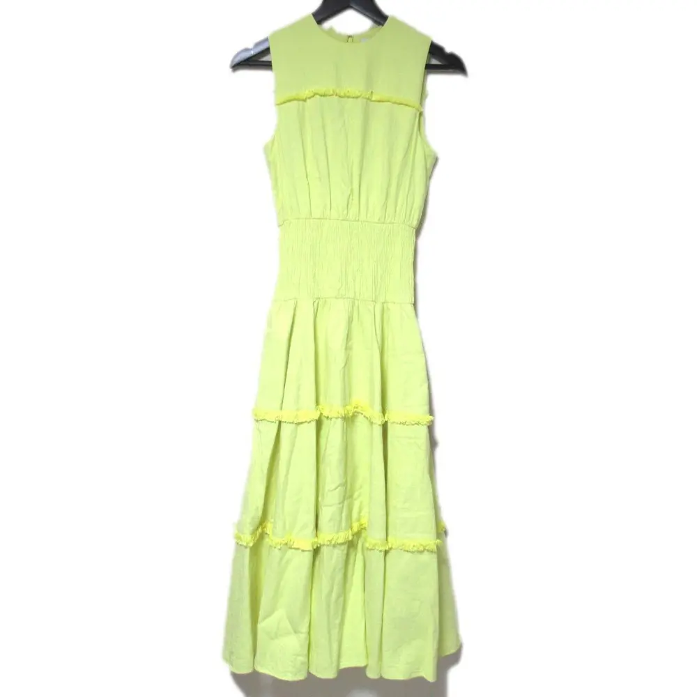23SS ORDERS at BALCONY ボーダーズアットバルコニー RESORT FRINGE DRESS リゾートワンピース サイズ36 イエロー