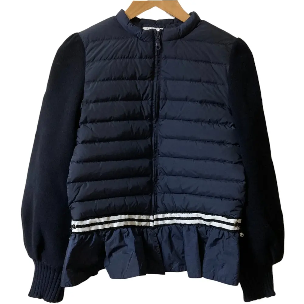 BORDERS at BALCONY ボーダーズアットバルコニー DOUBLE FACE DOWN COAT ニットスリーブ ダウンジャケット 36 ネイビー