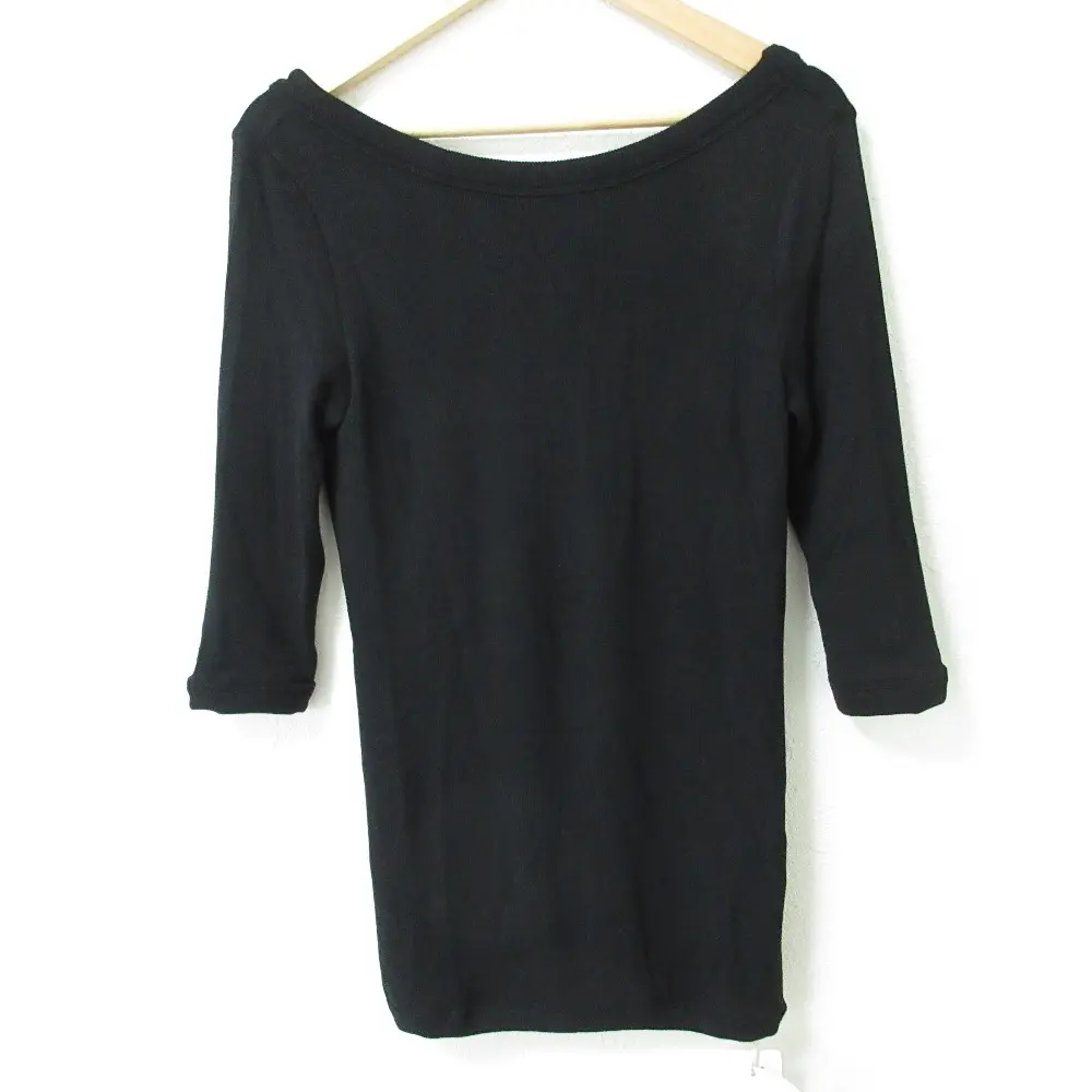 22SS BORDERS at BALCONY ボーダーズアットバルコニー HALF SLEEVE RIB TEE カットソー BA2211-2C-07 サイズ36 ブラック